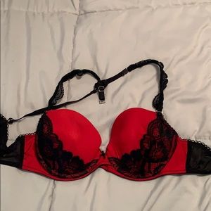 Candies red and black lace bra